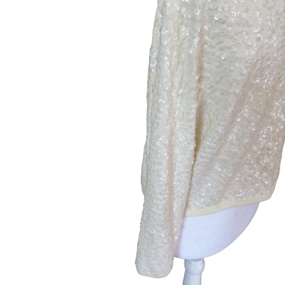 H&M Sequin Cardigan, Off White, Size M. Hook at top. Perfect for the holiday’s - Picture 9 of 10